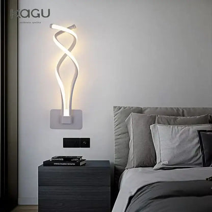 Modern twisted black & white led wall lamps bedroom lighting