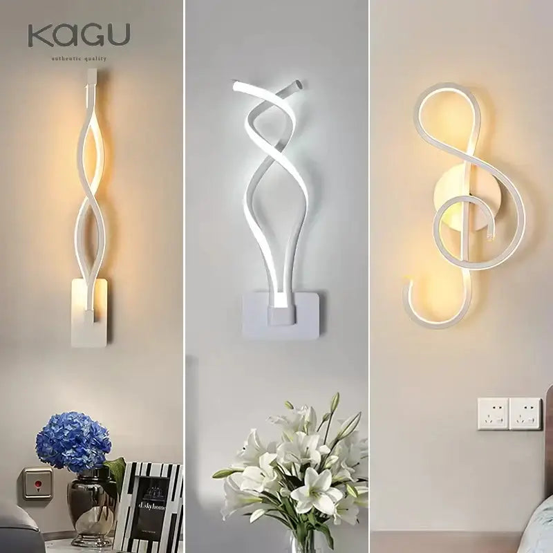 Modern twisted black & white led wall lamps bedroom lighting