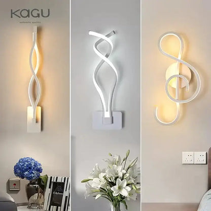 Modern twisted black & white led wall lamps bedroom lighting