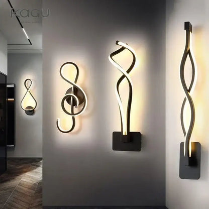 Modern twisted black & white led wall lamps bedroom lighting