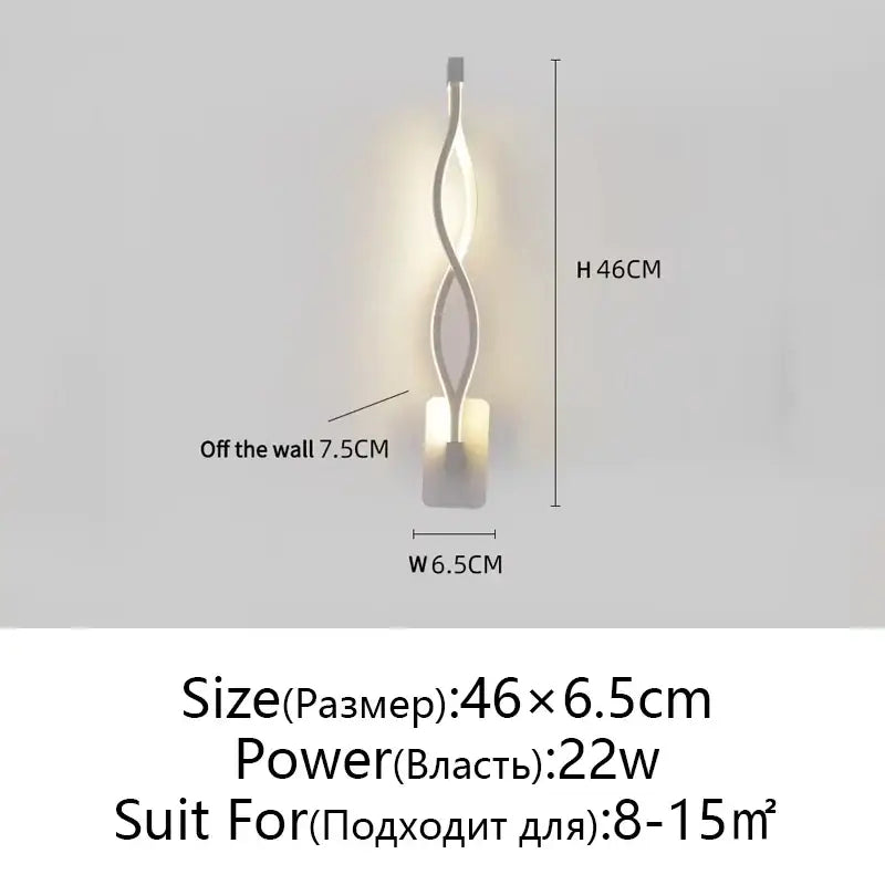 Modern twisted black & white led wall lamps bedroom lighting