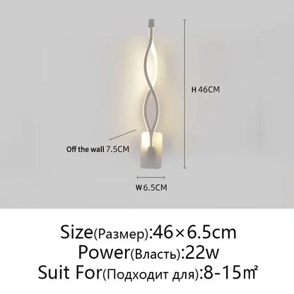 Modern twisted black & white led wall lamps bedroom lighting