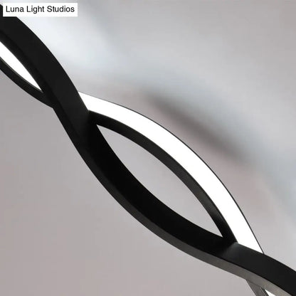 Modern twisted black & white led wall sconce bedroom light