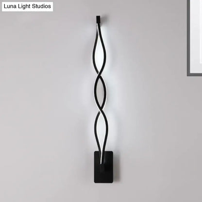 Modern twisted black & white led wall sconce bedroom light
