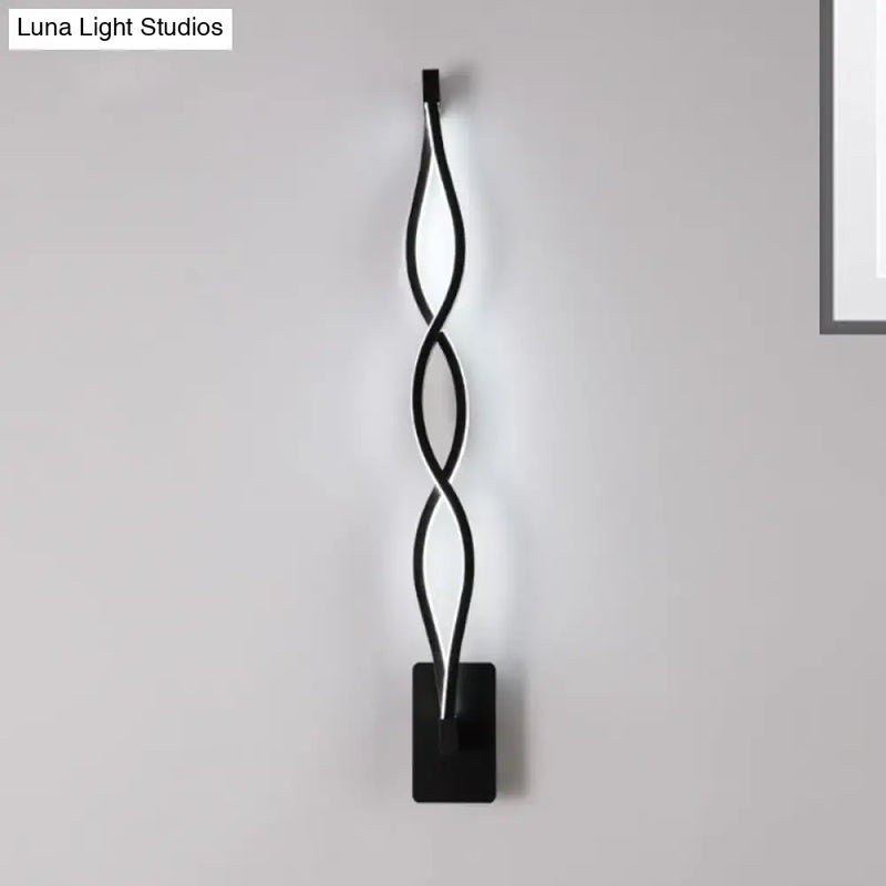 Modern twisted black & white led wall sconce bedroom light