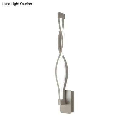 Modern twisted black & white led wall sconce bedroom light