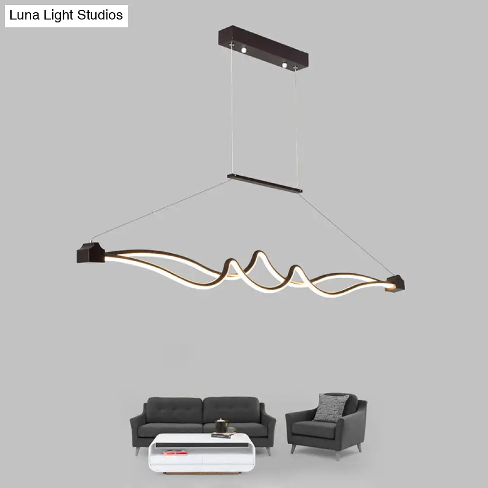 DecorBites™ Modern Twisted Island Pendant LED Ceiling Light for Contemporary Metallic Dining Room