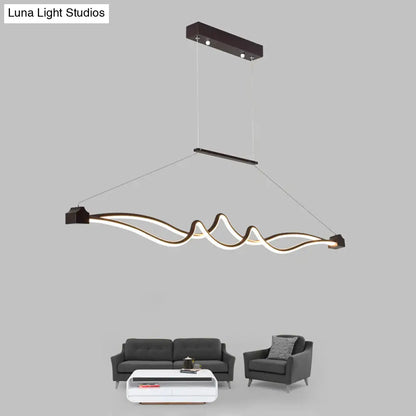 DecorBites™ Modern Twisted Island Pendant LED Ceiling Light for Contemporary Metallic Dining Room
