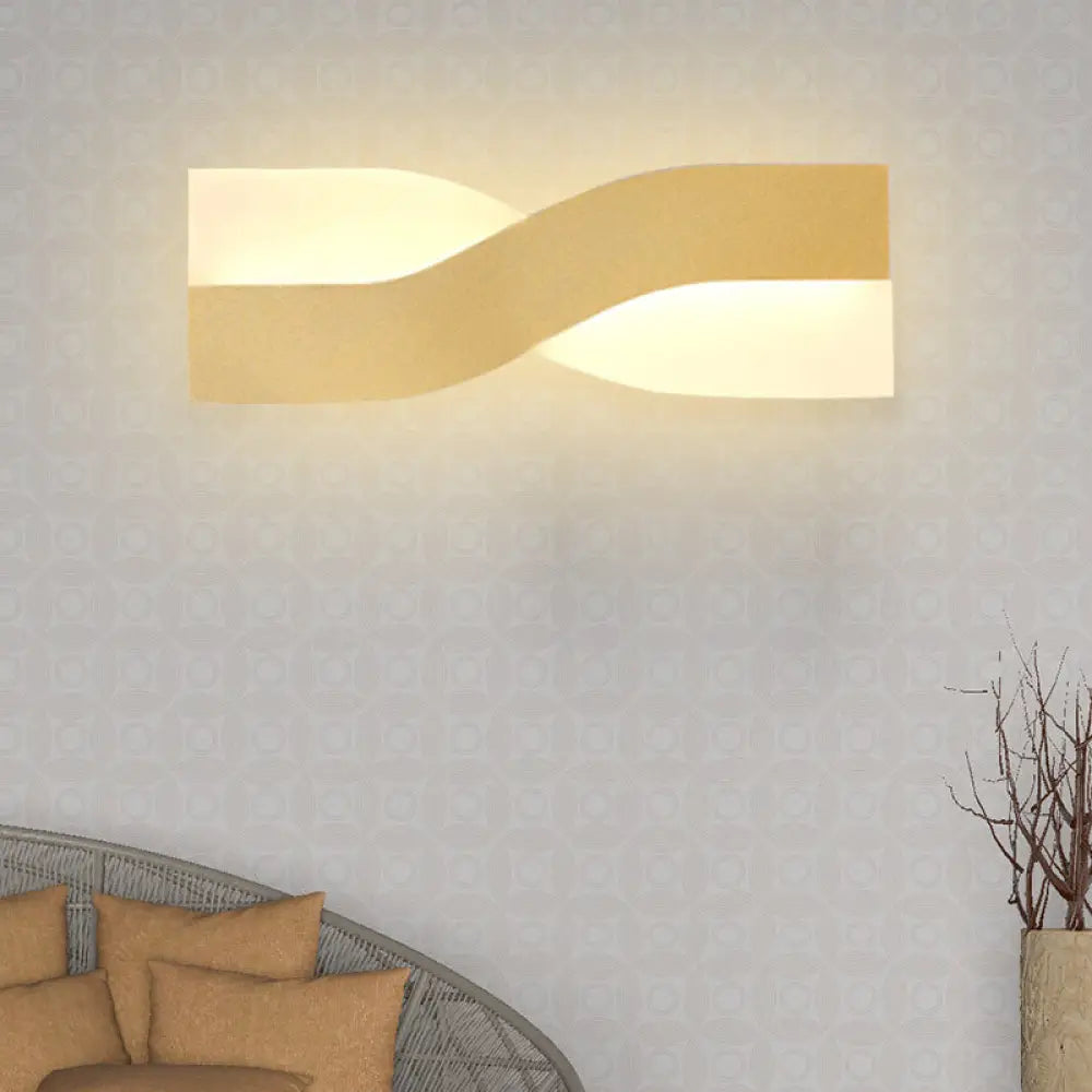 DecorBites™ Modern Twisted Sconce LED Wall Mounted Light Fixture in Gold - Warm White Light