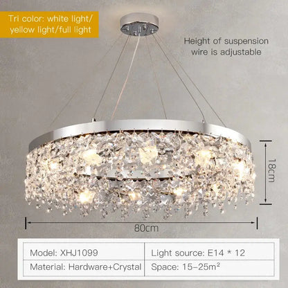Modern two tier chrome crystal chandelier living room light