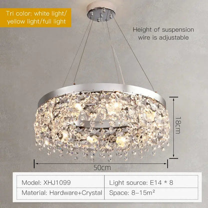 Modern two tier chrome crystal chandelier living room light