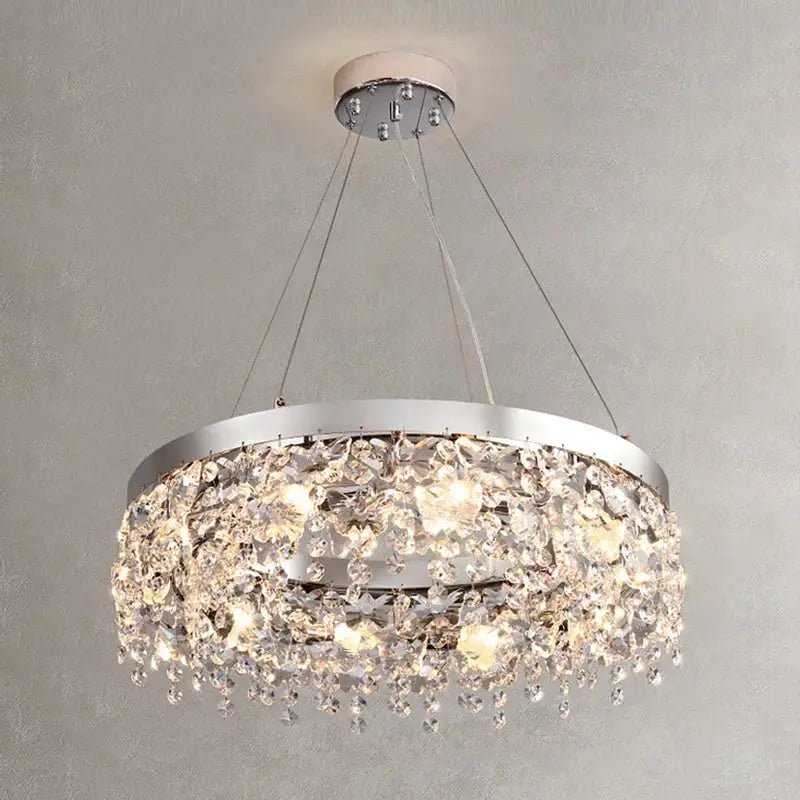 Modern two tier chrome crystal chandelier living room light