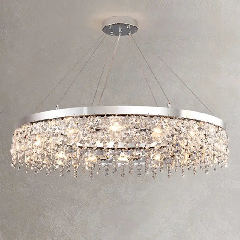Modern two tier chrome crystal chandelier living room light