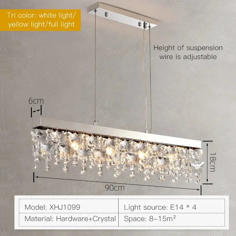 Modern two tier chrome crystal chandelier living room light