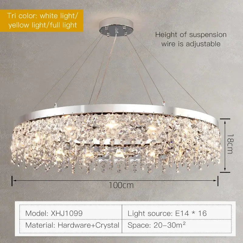 Modern two tier chrome crystal chandelier living room light