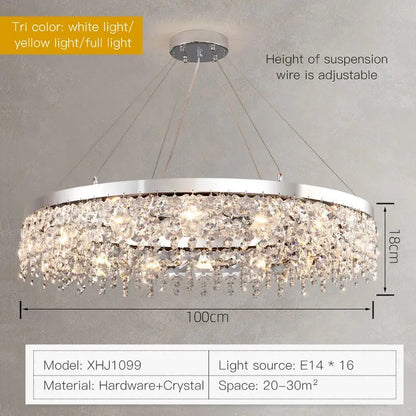 Modern two tier chrome crystal chandelier living room light