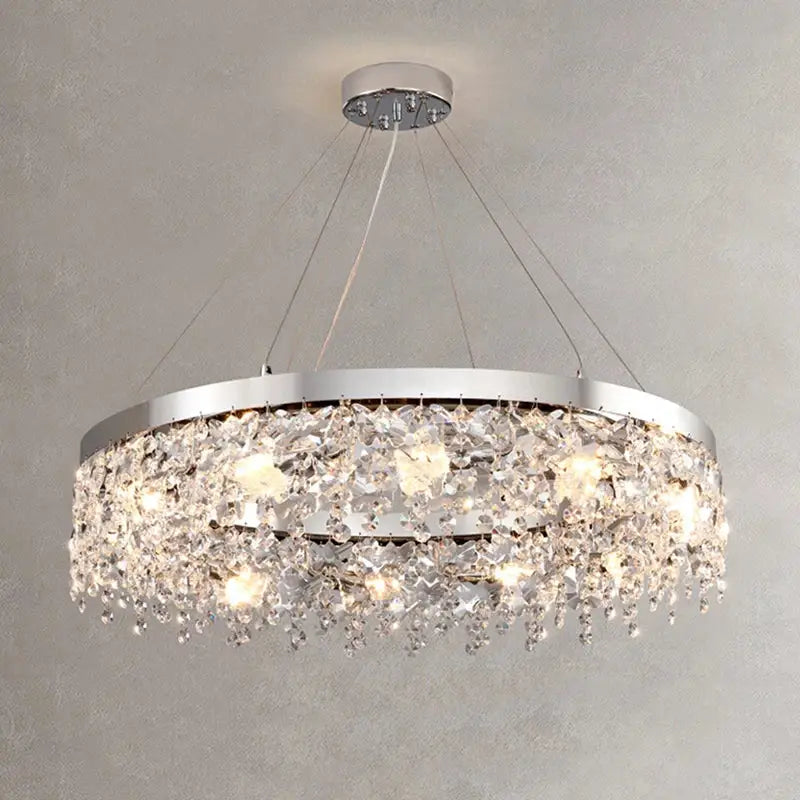 Modern two tier chrome crystal chandelier living room light
