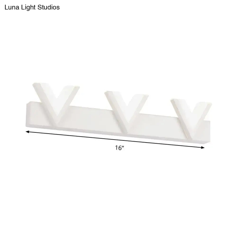 Modern v-shaped white led vanity light warm white bathroom mirror lamp