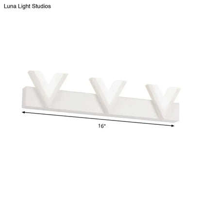 Modern v-shaped white led vanity light warm white bathroom mirror lamp