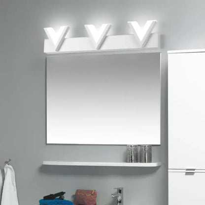 Modern v-shaped white led vanity light warm white bathroom mirror lamp
