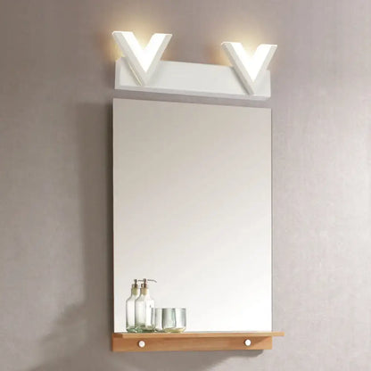 Modern v-shaped white led vanity light warm white bathroom mirror lamp