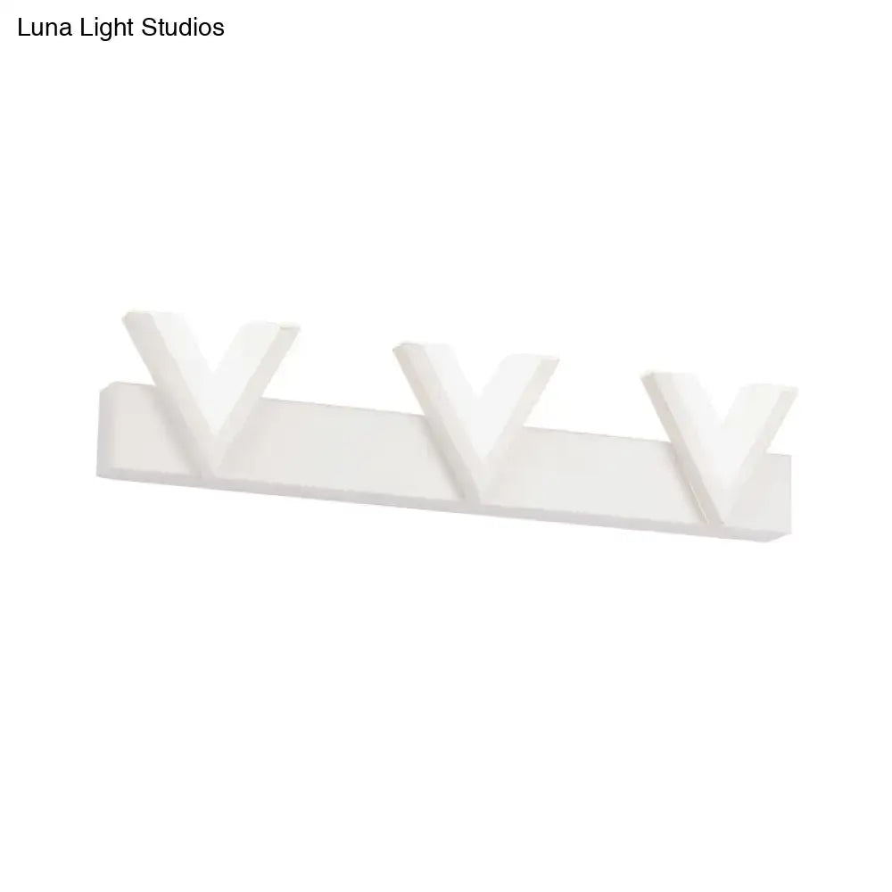 Modern v-shaped white led vanity light warm white bathroom mirror lamp