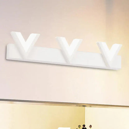 Modern v-shaped white led vanity light warm white bathroom mirror lamp