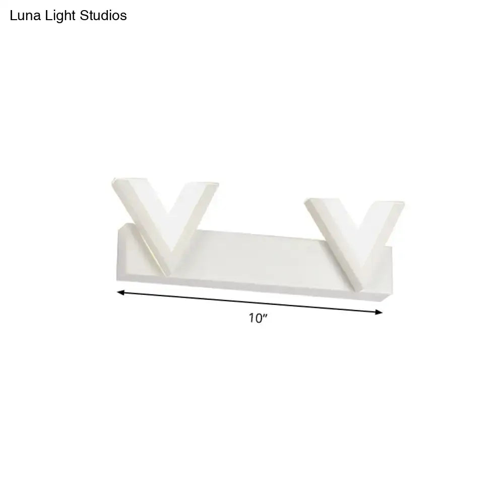 Modern v-shaped white led vanity light warm white bathroom mirror lamp