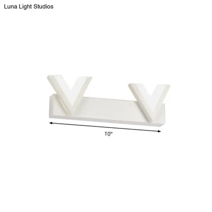 Modern v-shaped white led vanity light warm white bathroom mirror lamp