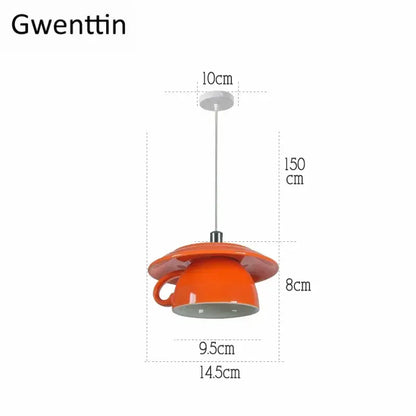 Modern vibrant ceramic cup pendant lights kitchen hanging decor