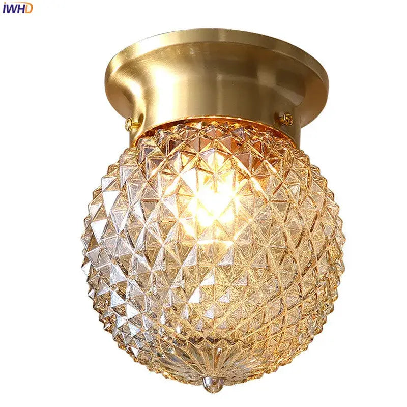 Modern vintage gold glass ball ceiling light for bedroom