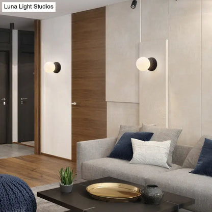 Modern volcanic stone and white glass wall lamp living room