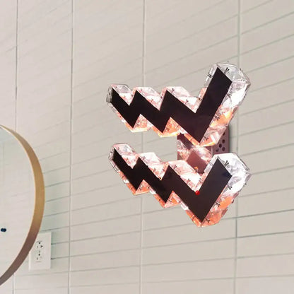 Modern w-shaped beveled crystal wall lamp bedroom led sconce