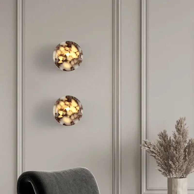 Modern wabi sabi black & cream resin led wall lamp bedroom light