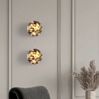 Modern wabi sabi black & cream resin led wall lamp bedroom light