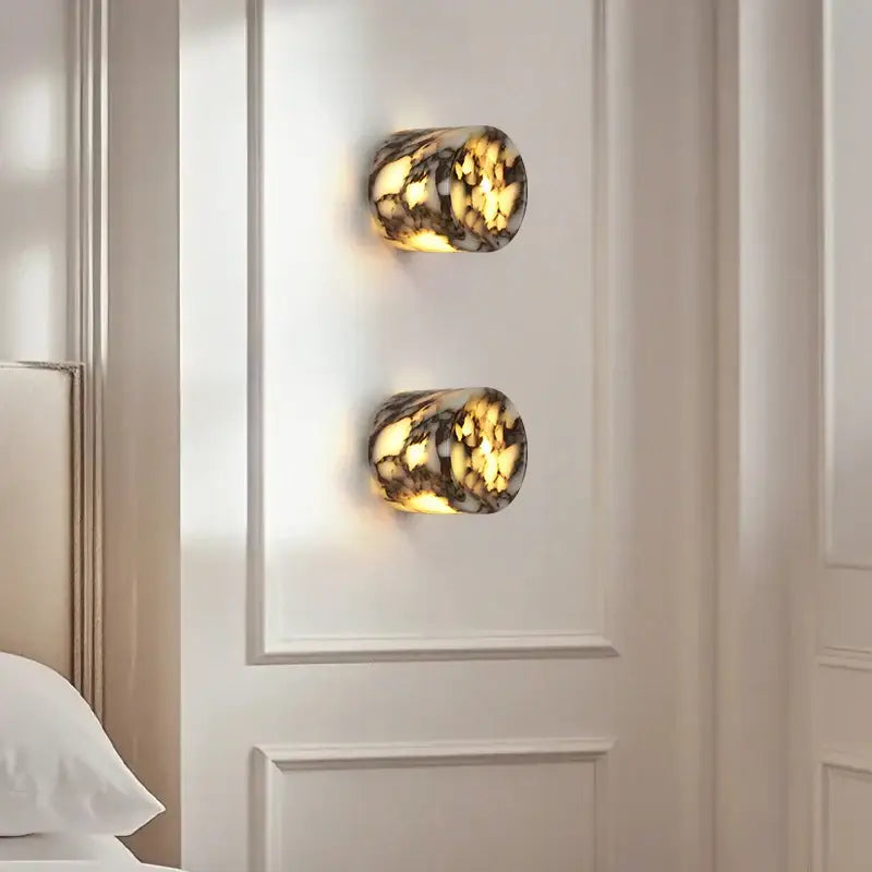 Modern wabi sabi black & cream resin led wall lamp bedroom light