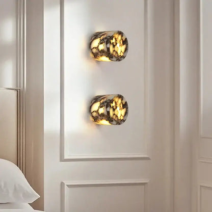 Modern wabi sabi black & cream resin led wall lamp bedroom light