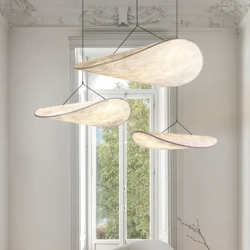 Modern wabi sabi white japanese style chandelier – bedroom pendant light