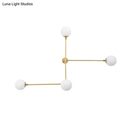 DecorBites™ Modern Wall Lamp with Crossed Lines, Glass Shade, Black/Gold Finish - 2/4 Lights