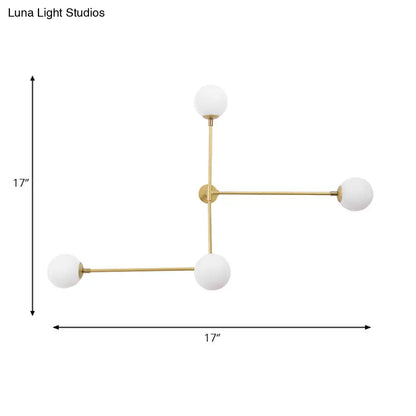DecorBites™ Modern Wall Lamp with Crossed Lines, Glass Shade, Black/Gold Finish - 2/4 Lights