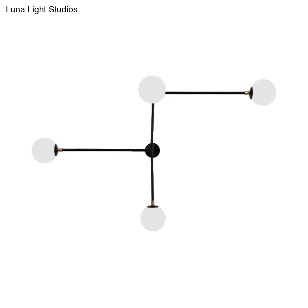 DecorBites™ Modern Wall Lamp with Crossed Lines, Glass Shade, Black/Gold Finish - 2/4 Lights