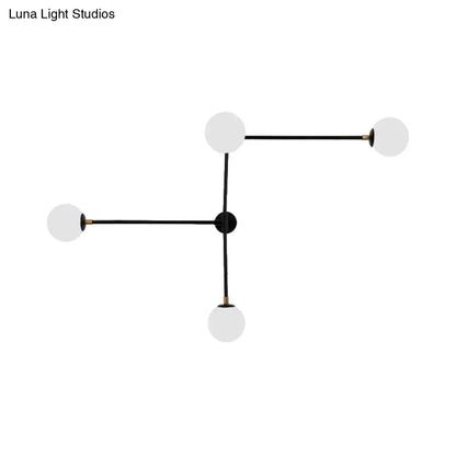 DecorBites™ Modern Wall Lamp with Crossed Lines, Glass Shade, Black/Gold Finish - 2/4 Lights
