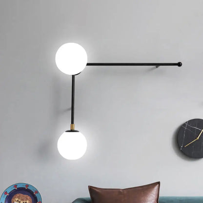 DecorBites™ Modern Wall Lamp with Crossed Lines, Glass Shade, Black/Gold Finish - 2/4 Lights