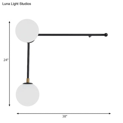 DecorBites™ Modern Wall Lamp with Crossed Lines, Glass Shade, Black/Gold Finish - 2/4 Lights