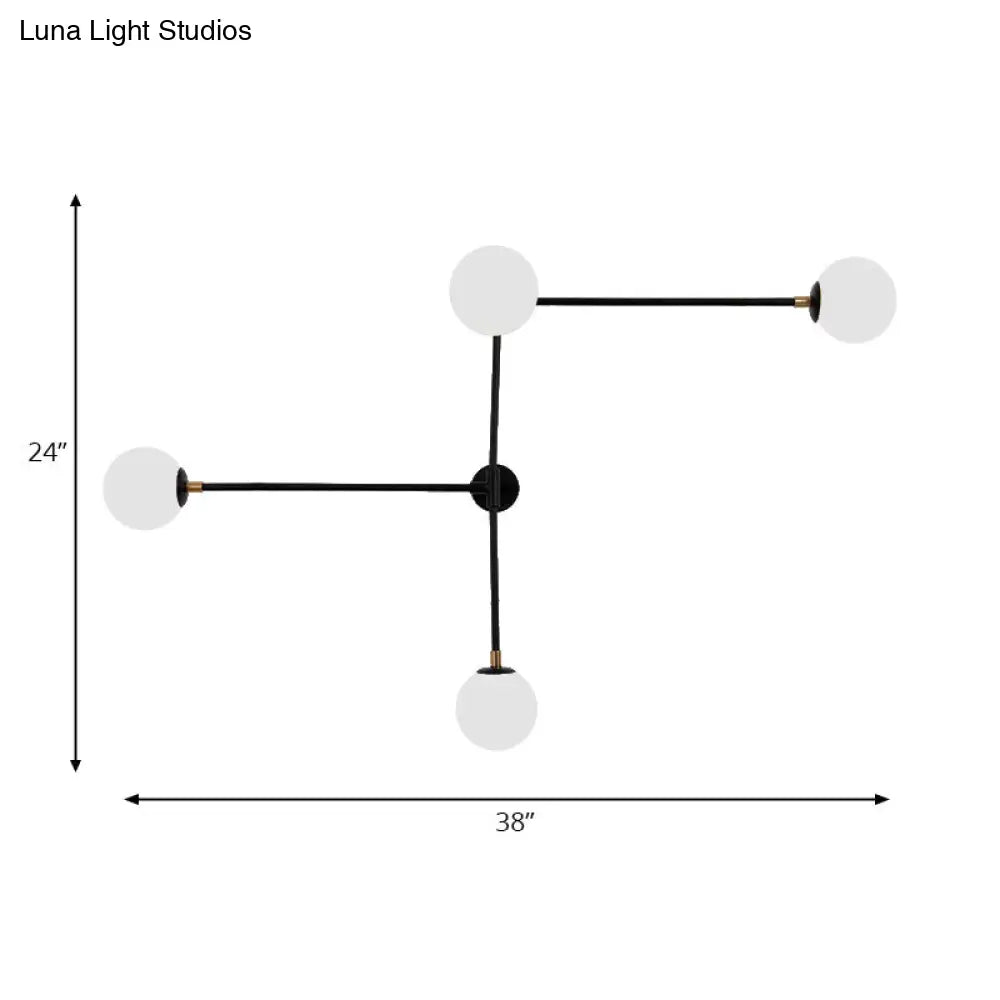 DecorBites™ Modern Wall Lamp with Crossed Lines, Glass Shade, Black/Gold Finish - 2/4 Lights