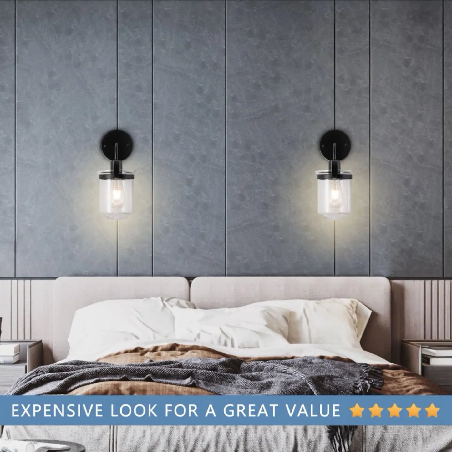 Modern Wall Light for Home with Clear Glass Shade E26 Fixture