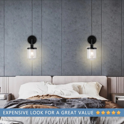 Modern Wall Light for Home with Clear Glass Shade E26 Fixture