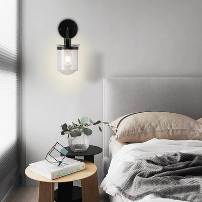 Modern Wall Light for Home with Clear Glass Shade E26 Fixture