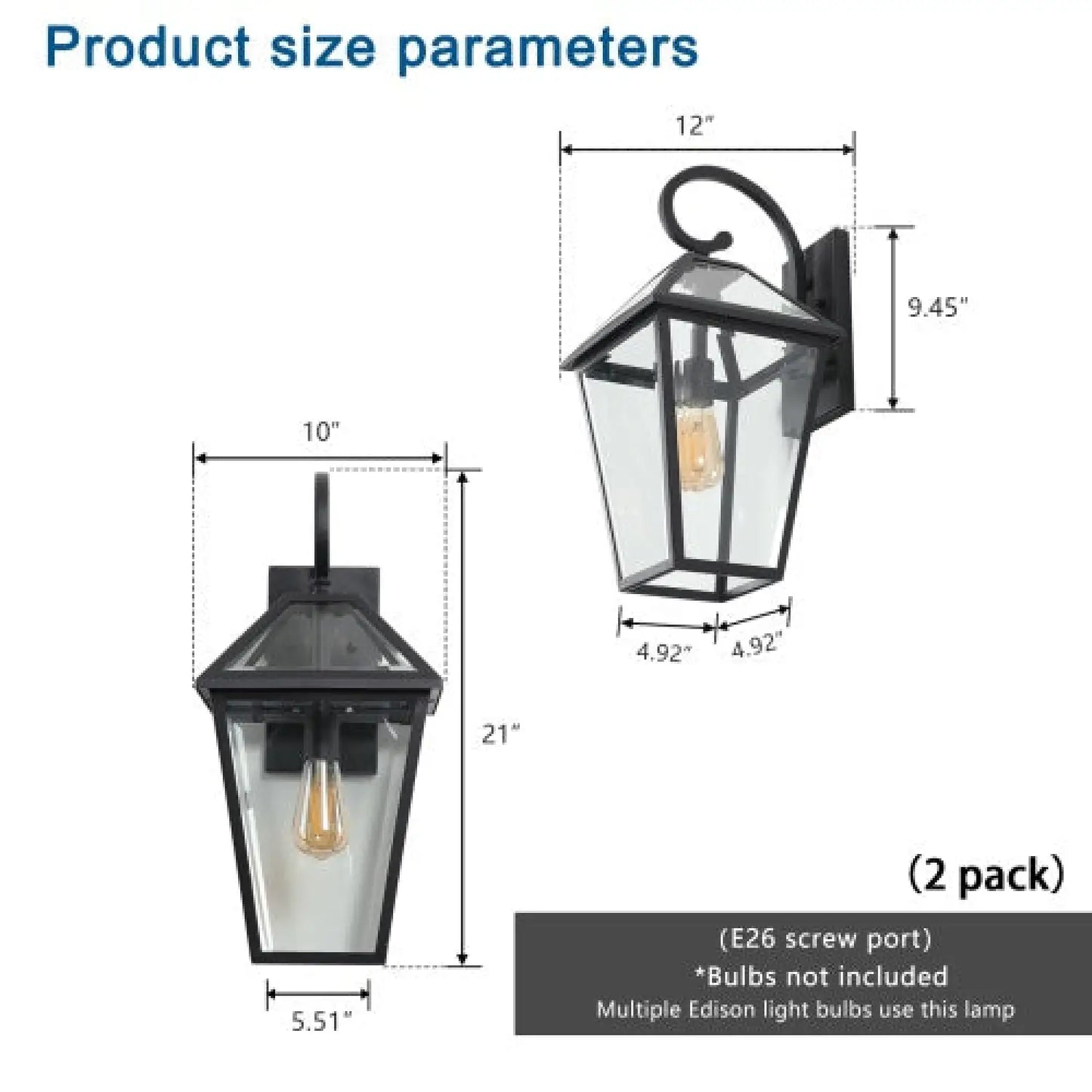 Modern Wall Lights - Outdoor Waterproof Wall Lamps (2-Pack)