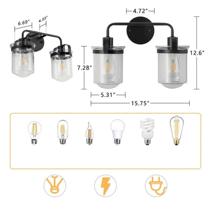 Modern Wall Lights Sconces with Clear Glass Shade and E26 Socket